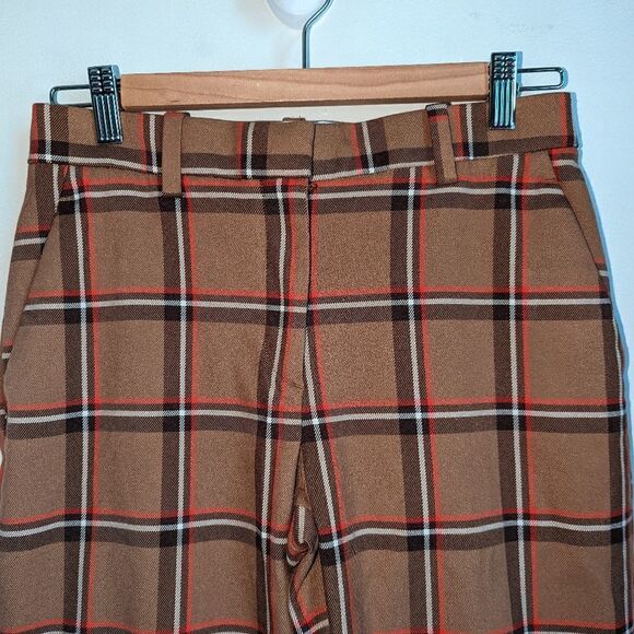 H&M Beige Neutrals Plaid Stretchy Casual Trouser Pants Size 6 - Picture 3 of 12
